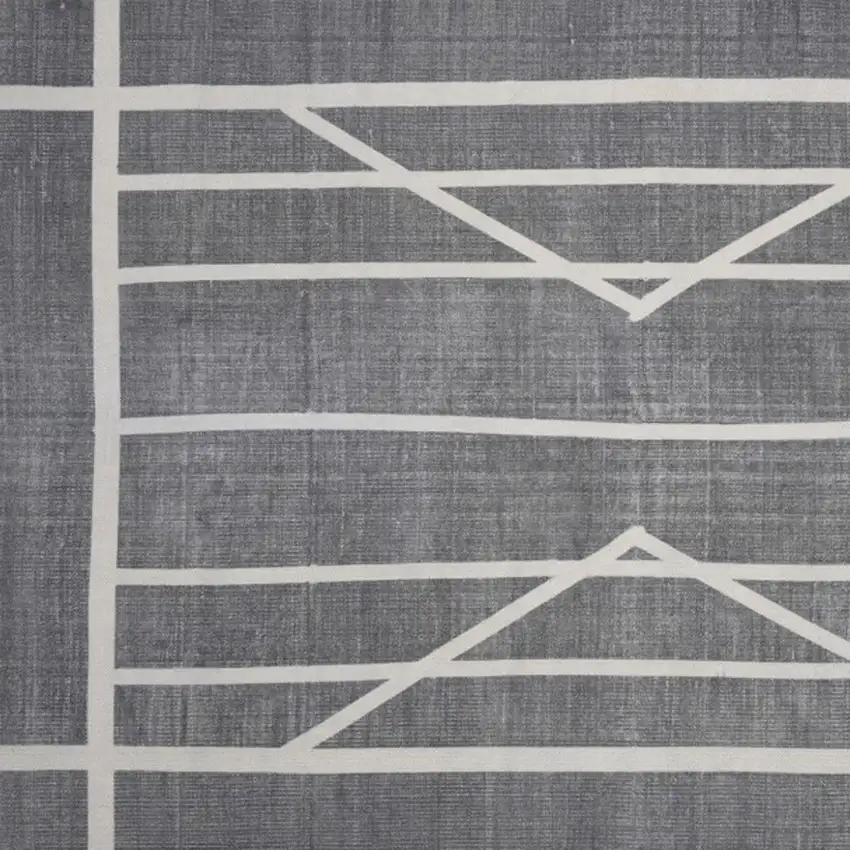 Gray and Cream Geometric Area Rug Photo 6
