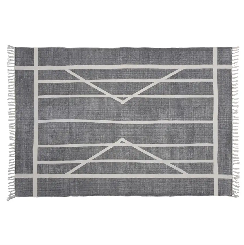 Gray and Cream Geometric Area Rug Photo 3