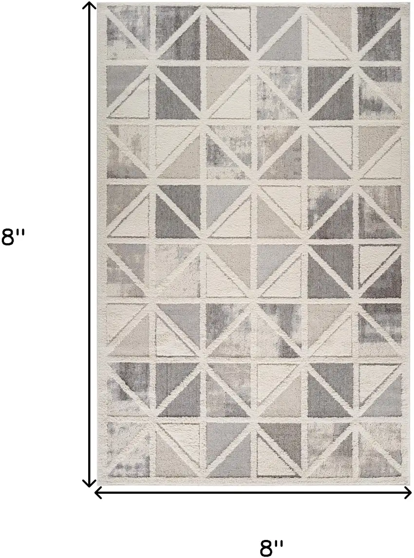 Gray and Cream Geometric Distressed Area Rug Photo 6