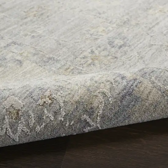 Gray and Dark Gray Floral Medallion Power Loom Area Rug Photo 5