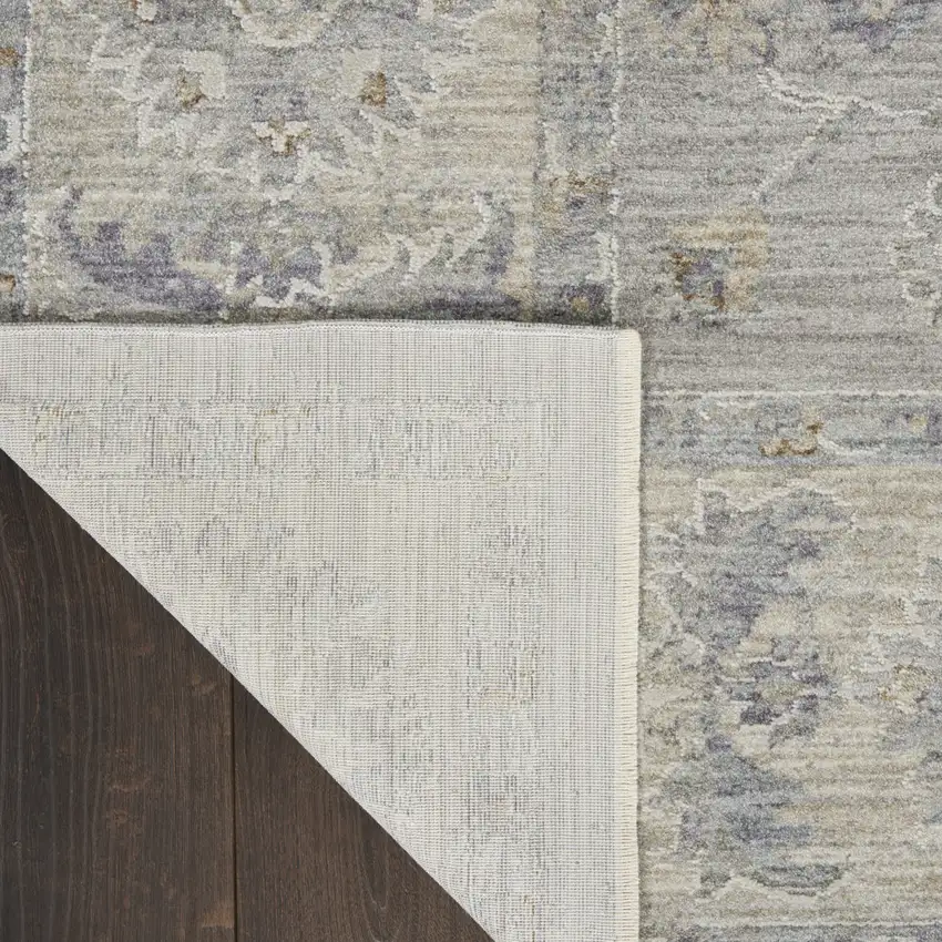 Gray and Dark Gray Floral Medallion Power Loom Area Rug Photo 8