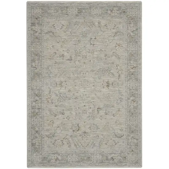 Gray and Dark Gray Floral Power Loom Area Rug Photo 2