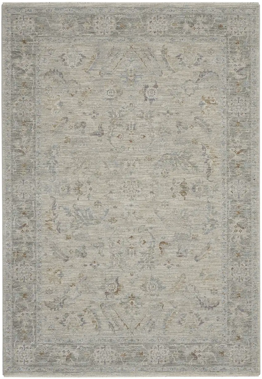 Gray and Dark Gray Floral Power Loom Area Rug Photo 2