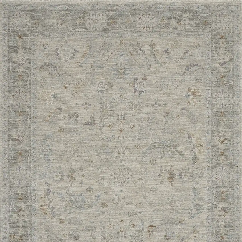 Gray and Dark Gray Floral Power Loom Area Rug Photo 7