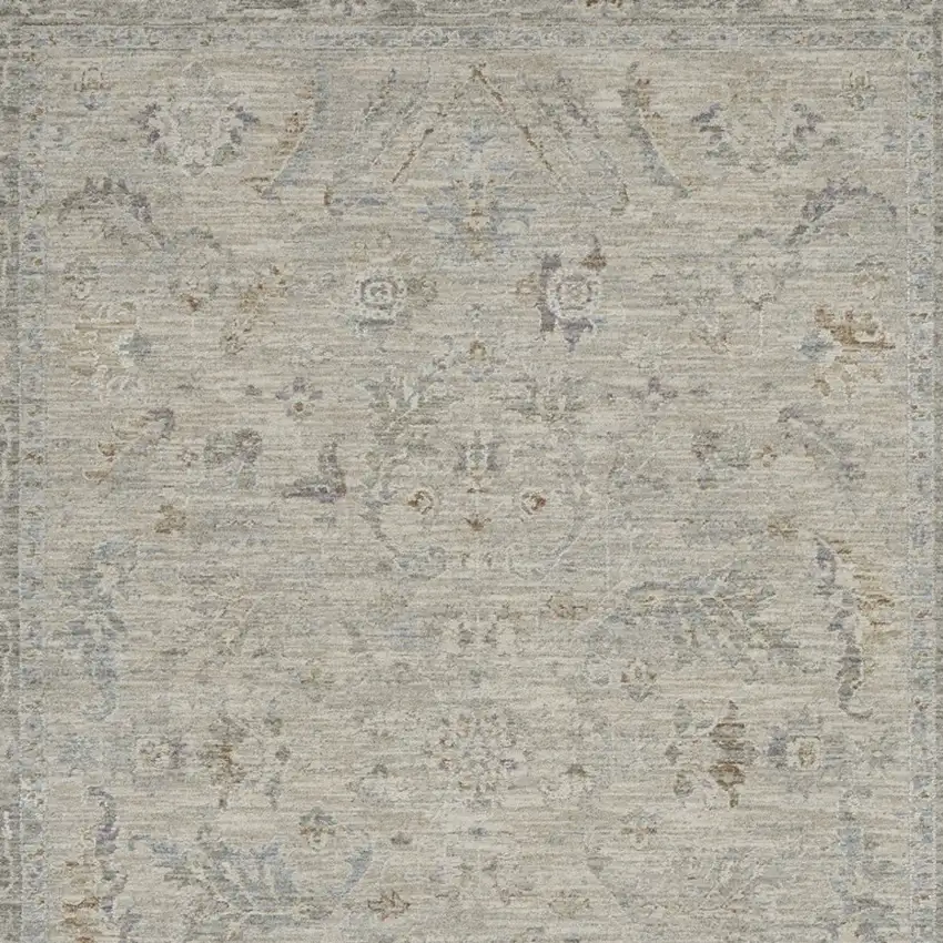 Gray and Dark Gray Floral Power Loom Area Rug Photo 6