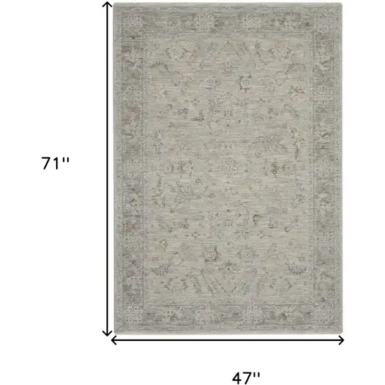 Gray and Dark Gray Floral Power Loom Area Rug Photo 3