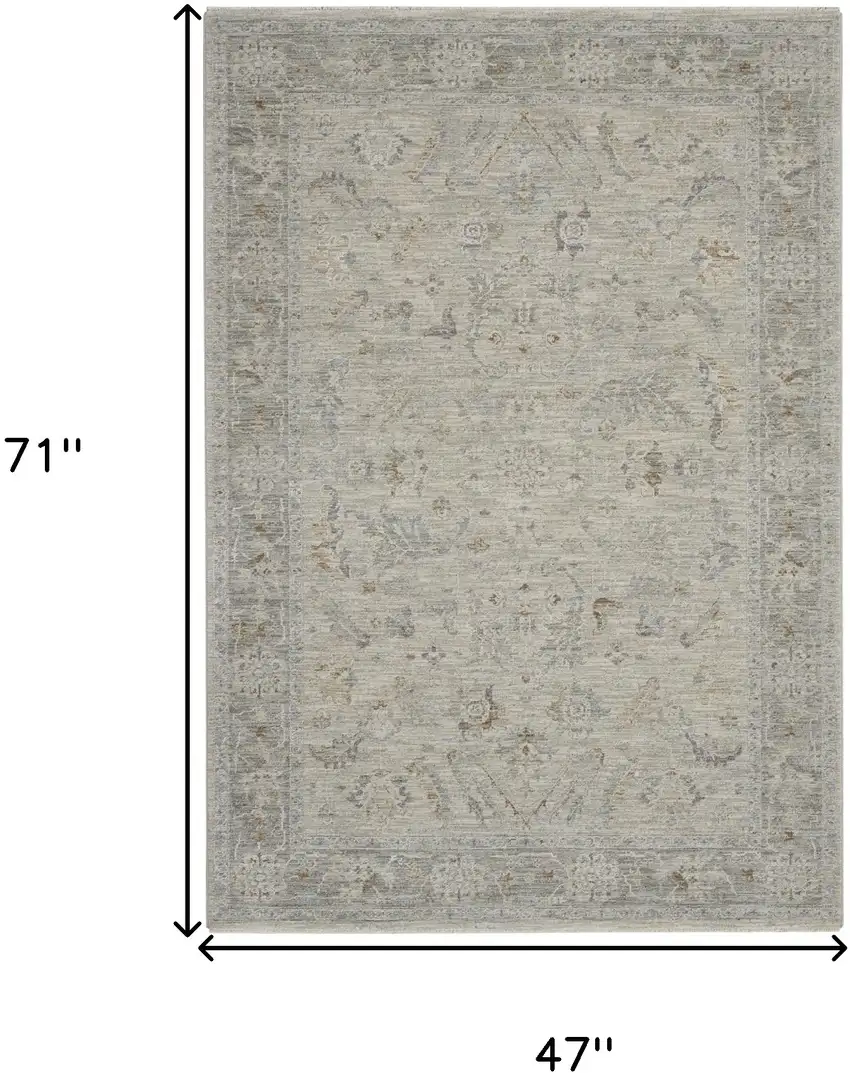 Gray and Dark Gray Floral Power Loom Area Rug Photo 3