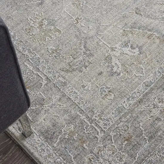 Gray and Dark Gray Floral Power Loom Area Rug Photo 9