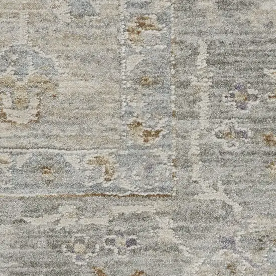 Gray and Dark Gray Floral Power Loom Area Rug Photo 1