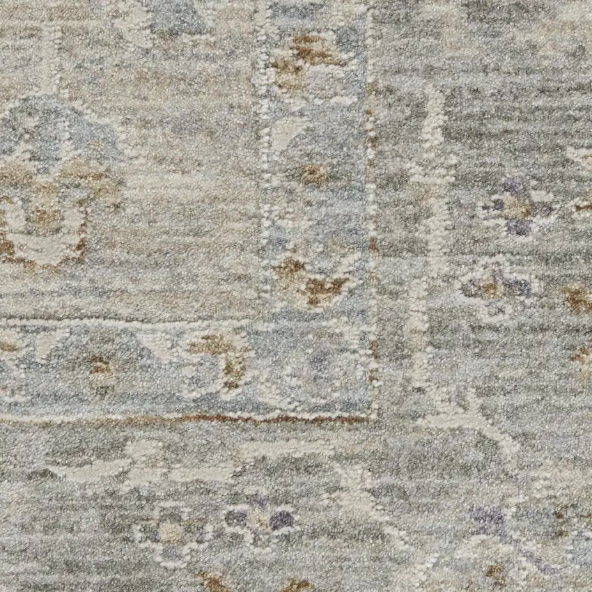 Gray and Dark Gray Floral Power Loom Area Rug Photo 1