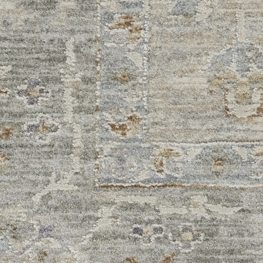 Gray and Dark Gray Floral Power Loom Area Rug Photo 6