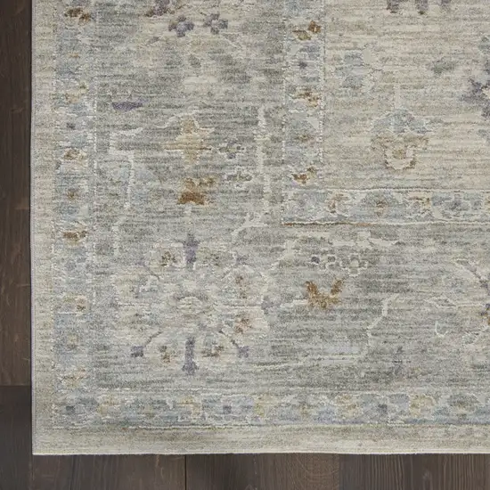 Gray and Dark Gray Floral Power Loom Area Rug Photo 4