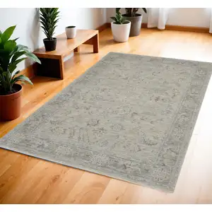 Photo of Gray and Dark Gray Floral Power Loom Area Rug