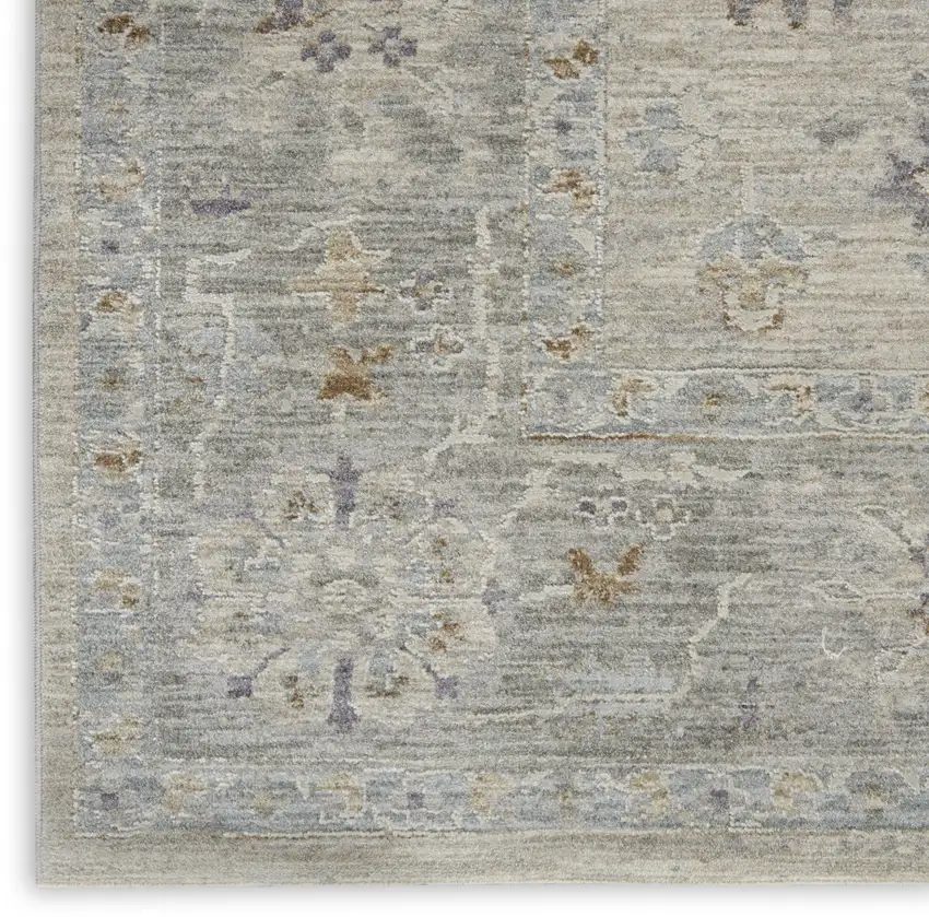 Gray and Dark Gray Floral Power Loom Area Rug Photo 8