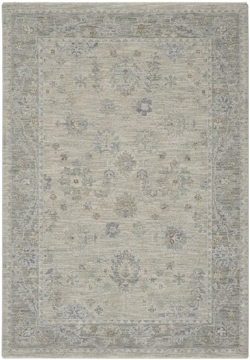 Gray and Dark Gray Floral Power Loom Area Rug Photo 8