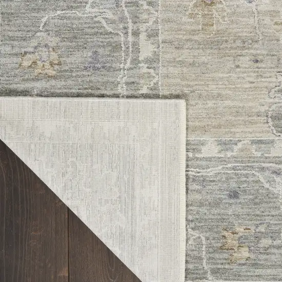 Gray and Dark Gray Floral Power Loom Area Rug Photo 7