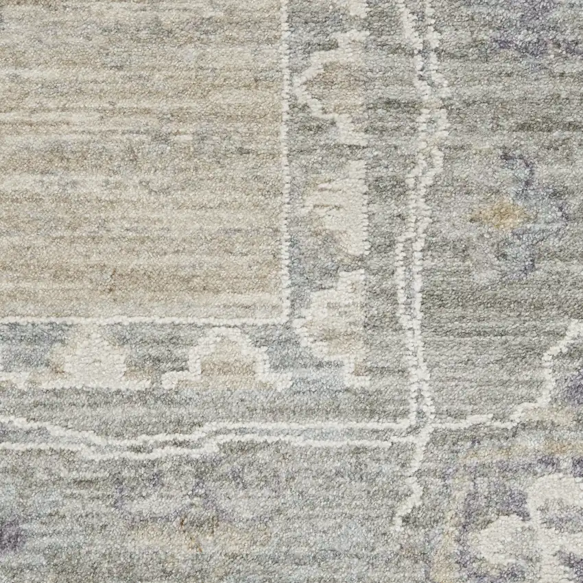 Gray and Dark Gray Floral Power Loom Area Rug Photo 4