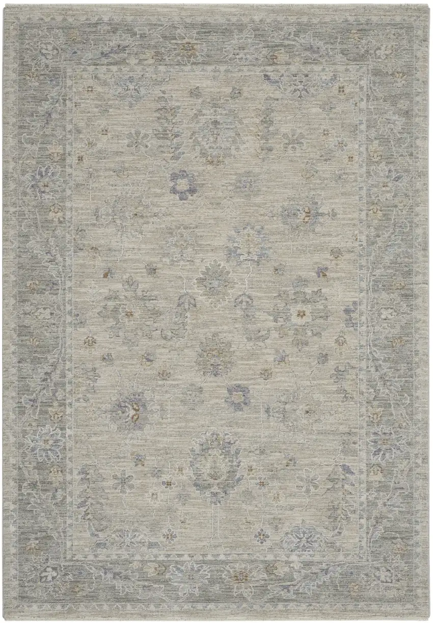 Gray and Dark Gray Floral Power Loom Area Rug Photo 2