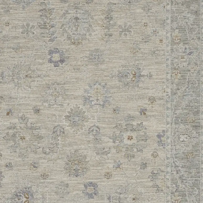 Gray and Dark Gray Floral Power Loom Area Rug Photo 7