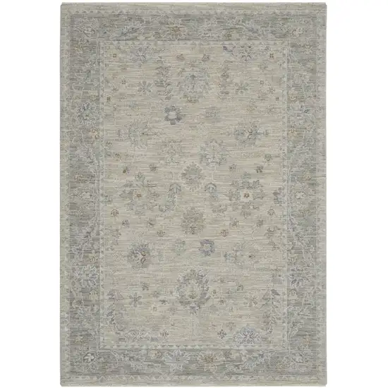 Gray and Dark Gray Floral Power Loom Area Rug Photo 2