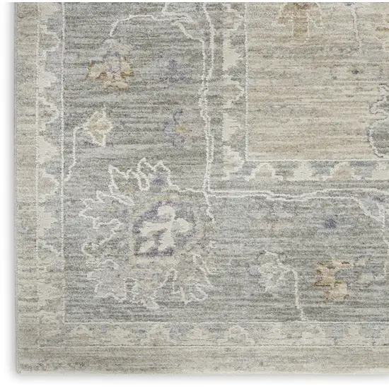 Gray and Dark Gray Floral Power Loom Area Rug Photo 9