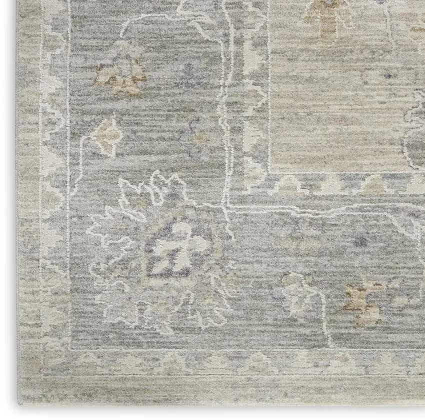 Gray and Dark Gray Floral Power Loom Area Rug Photo 9
