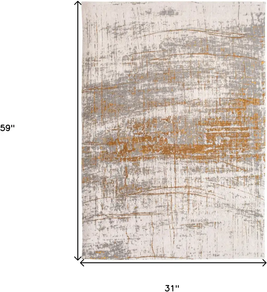 Gray and Gold Abstract Non Skid Area Rug Photo 3