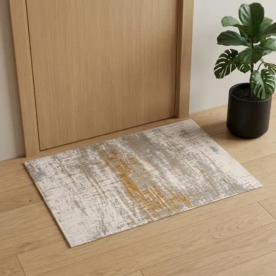Gray and Gold Abstract Non Skid Area Rug Photo 1