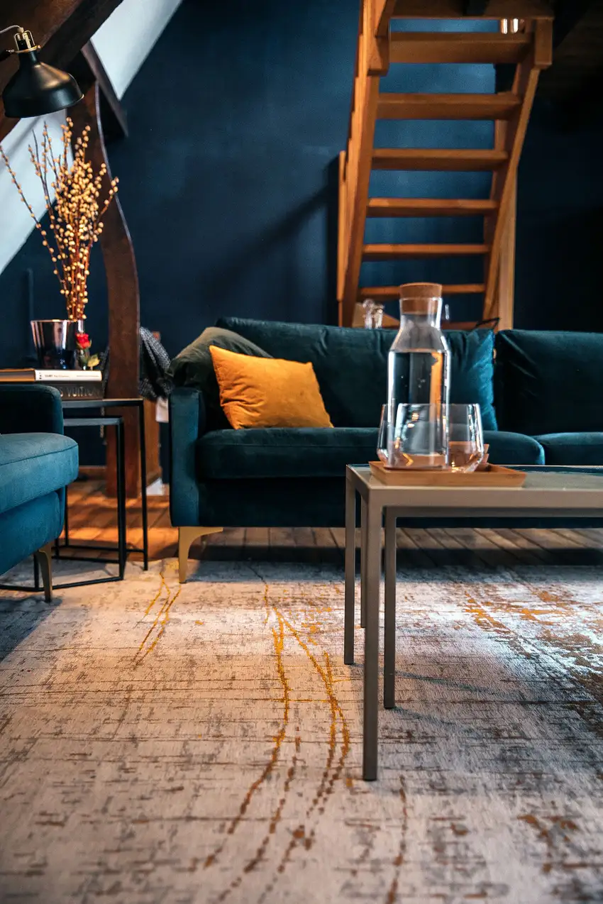 Gray and Gold Abstract Non Skid Area Rug Photo 8