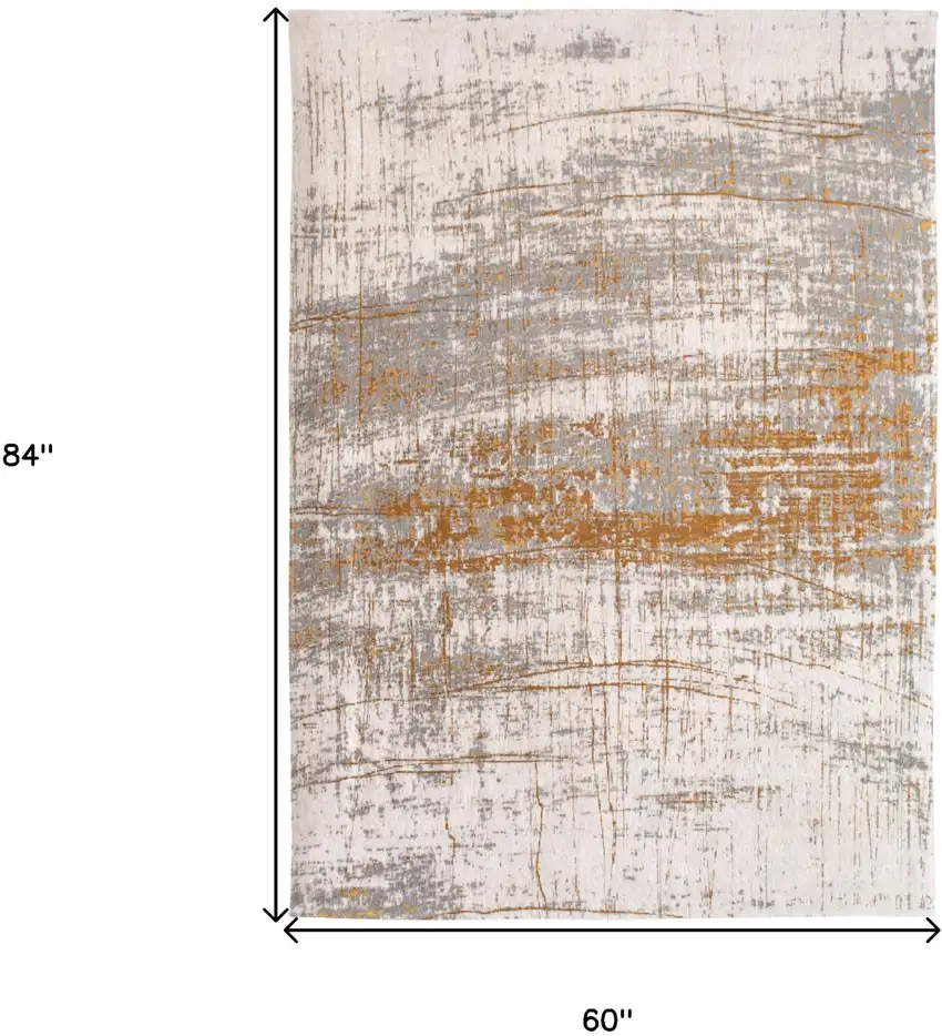 Gray and Gold Abstract Non Skid Area Rug Photo 3