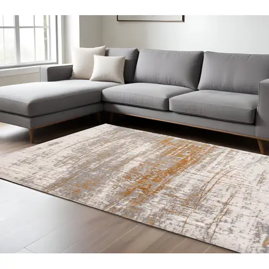 Gray and Gold Abstract Non Skid Area Rug Photo 1