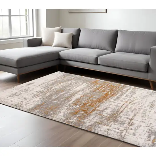 Gray and Gold Abstract Non Skid Area Rug Photo 1