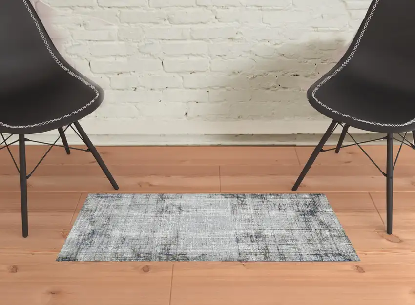 Gray and Gold Abstract Power Loom Area Rug Photo 2