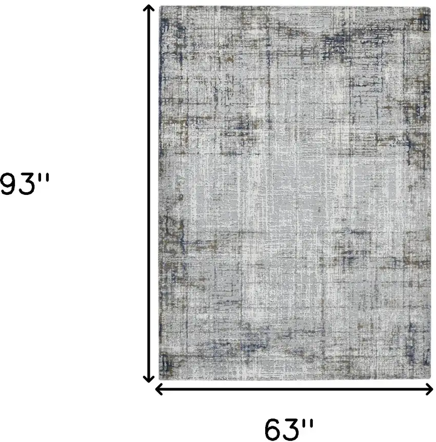 Gray and Gold Abstract Power Loom Area Rug Photo 6