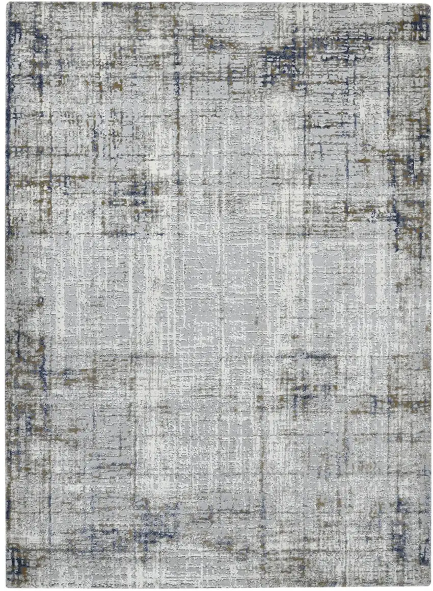Gray and Gold Abstract Power Loom Area Rug Photo 1
