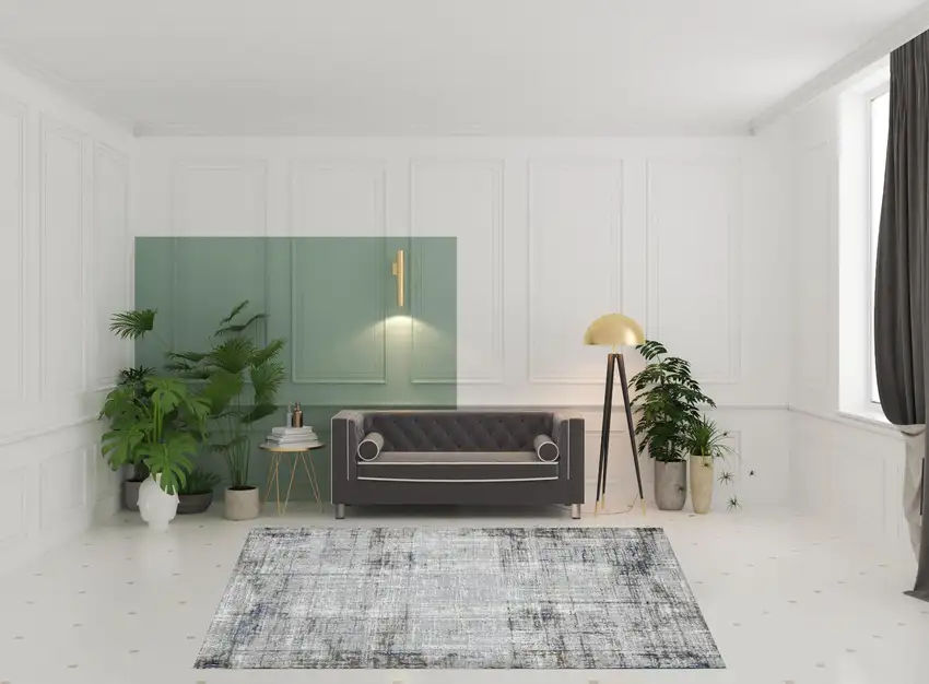 Gray and Gold Abstract Power Loom Area Rug Photo 2