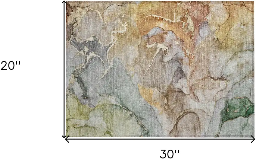 Gray and Gold Abstract Washable Non Skid Indoor Outdoor Area Rug Photo 3