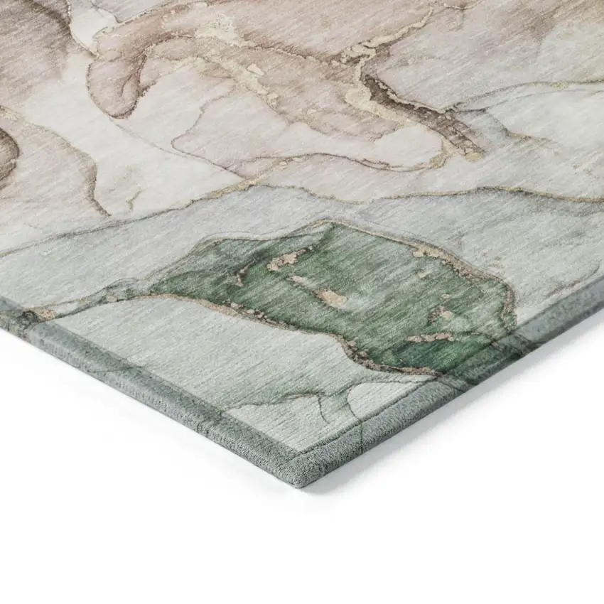 Gray and Gold Abstract Washable Non Skid Indoor Outdoor Area Rug Photo 6