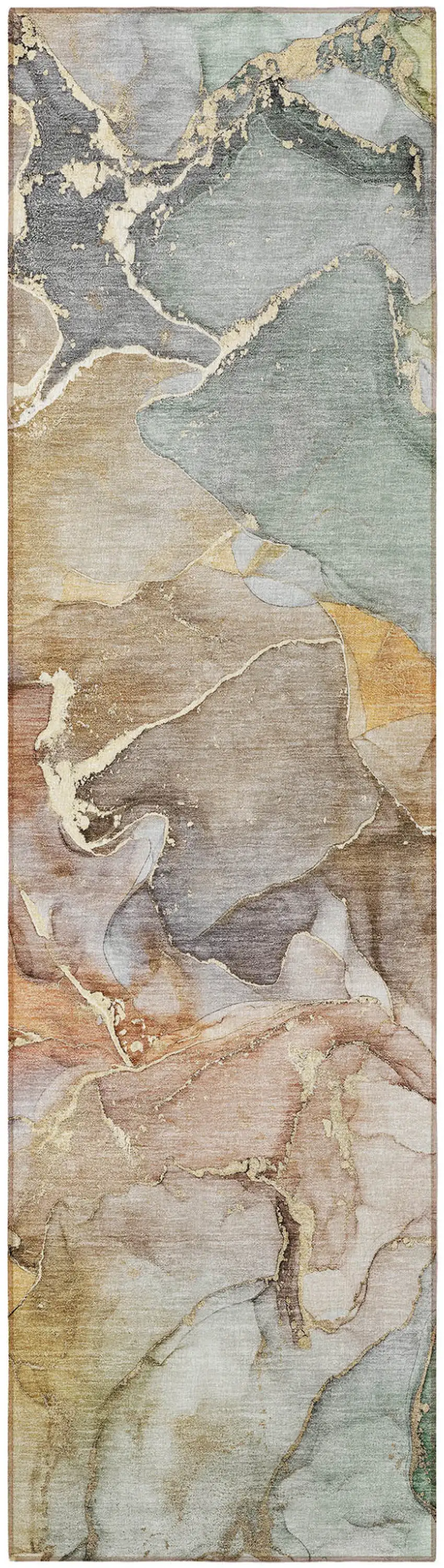 Gray and Gold Abstract Washable Non Skid Indoor Outdoor Area Rug Photo 5