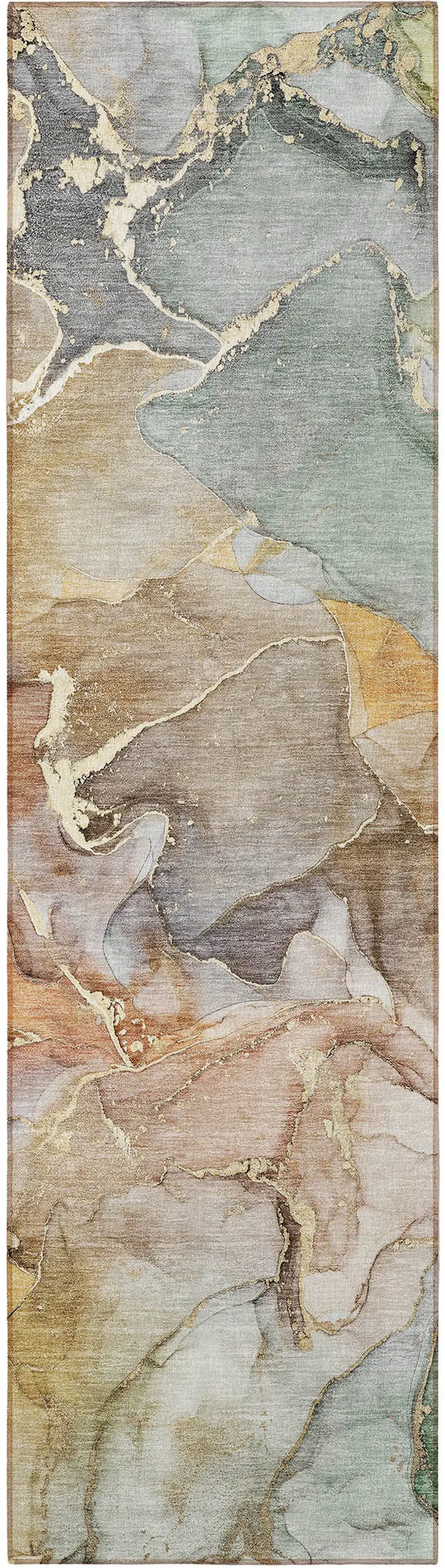 Gray and Gold Abstract Washable Non Skid Indoor Outdoor Area Rug Photo 5