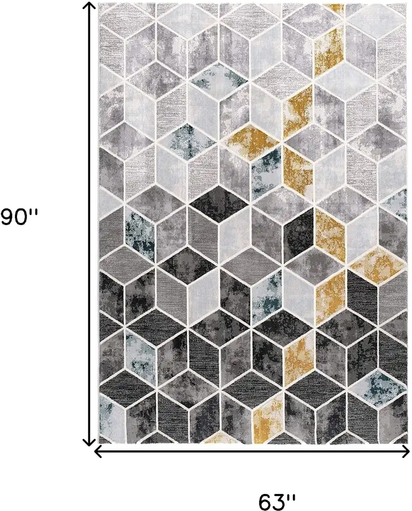 Gray Geometric Power Loom Area Rug Photo 9