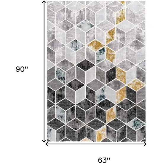 Gray Geometric Power Loom Area Rug Photo 9