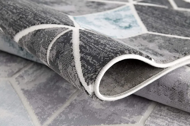 Gray and Gold Cubic Block Area Rug Photo 5