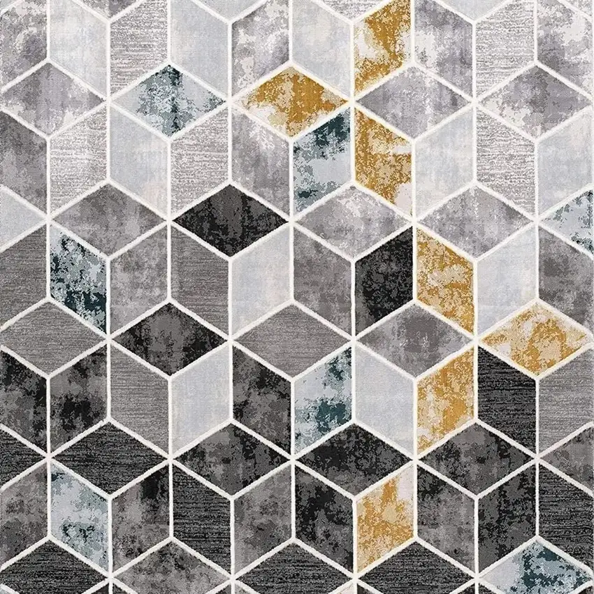 Gray Geometric Power Loom Area Rug Photo 5