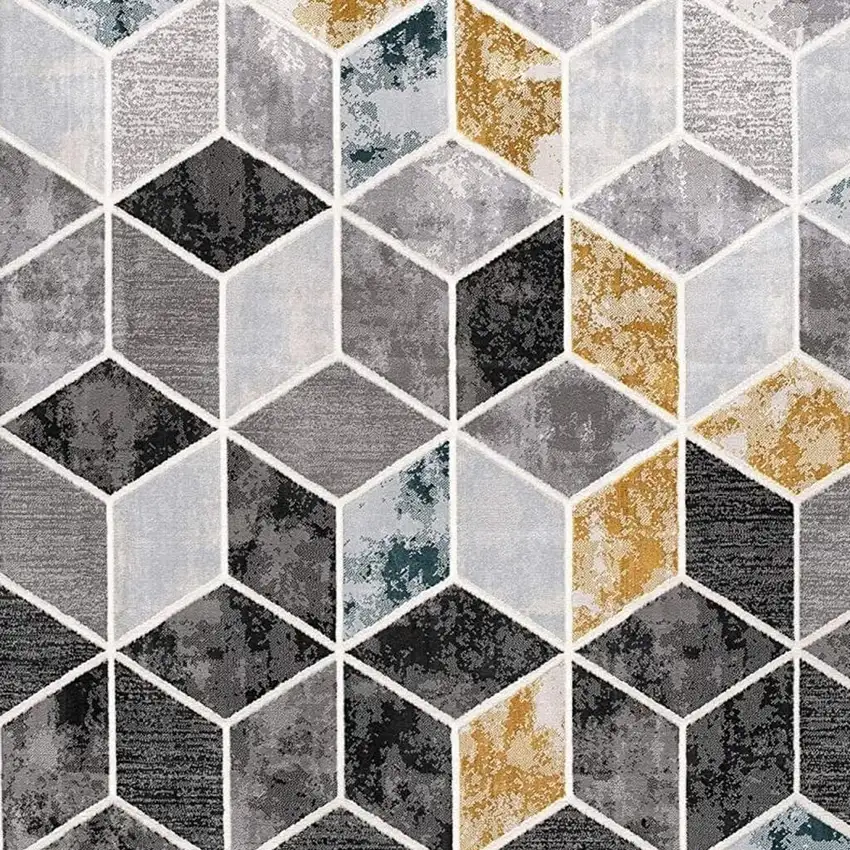 Gray Geometric Power Loom Area Rug Photo 4