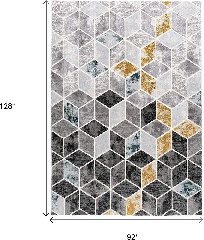 Gray Geometric Power Loom Area Rug Photo 3