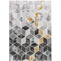 Photo of Gray and Gold Cubic Block Area Rug