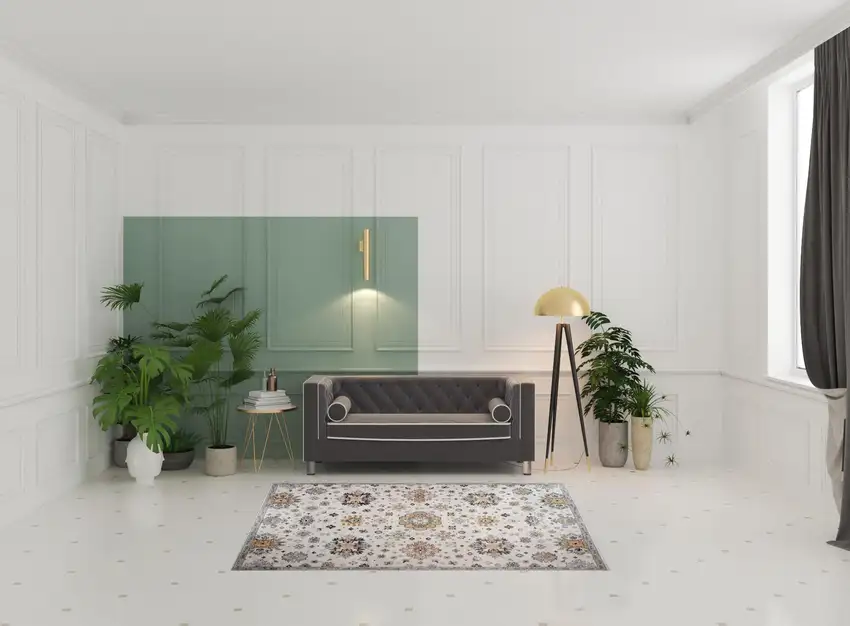 Gray and Gold Floral Area Rug Photo 3