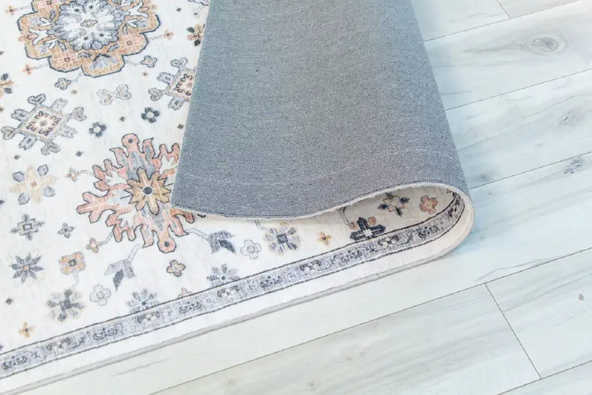 Gray and Gold Floral Area Rug Photo 1