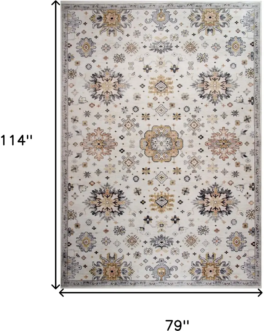 Gray and Gold Floral Area Rug Photo 4
